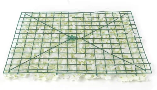 Vista 7 de Paquete de 10 paneles de pared de flores blancas de 24 x 16 pulgadas, flores artificiales blancas, decoración de pared de tela de seda