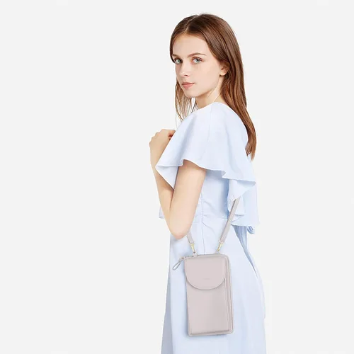 Vista 7 de S-ZONE - Bolso cruzado para mujer, de cuero sintético de PU, con bloqueo RFID, para teléfono celularbilletera