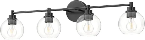 Vista 15 de VONLUCE Accesorios de iluminación de baño, luz de tocador de baño de 2 luces con pantallas de vidrio globo E26, luces de tocador para dormitorio