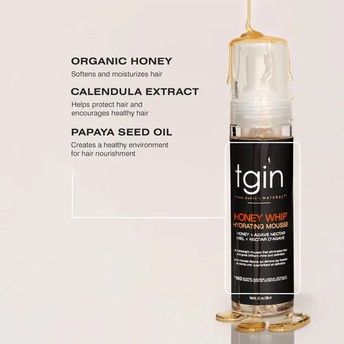 Vista 7 de tgin Honey Whip - Mousse hidratante para cabello natural, seco, rizado y dañado, 8 onzas