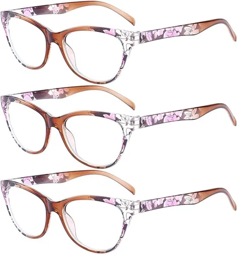Vista 7 de Gafas de lectura (3 unidades), diseño vintage, diseño floral, lentes de lectura para mujeres y hombres, unisex