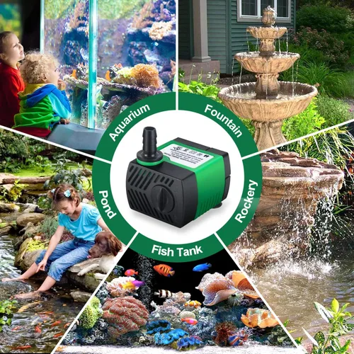 Vista 7 de CWKJ Paquete de 2 bombas de agua sumergibles de 80 GPH (4 W 300 L/H) con tubo de 4.9 pies (1/3 pulgadas de ID), 3 boquillas para acuario, estanque