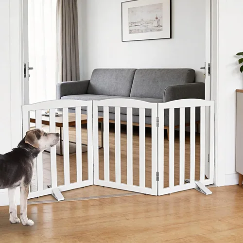 Vista 20 de Puerta Independiente para Perros para Interiores, Puerta para Perros Plegable, Puertas para Mascotas para Entradas, Escaleras o Pasillos, Puerta