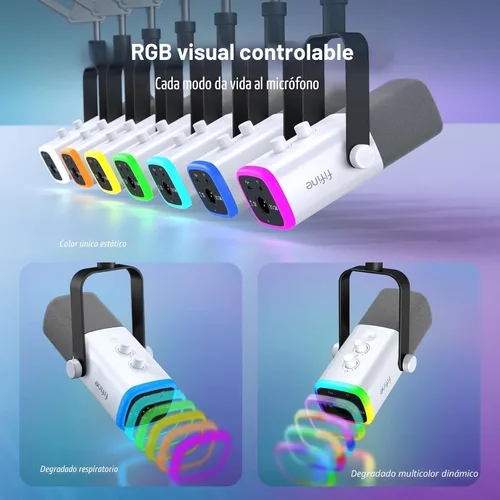 Vista 5 de FIFINE - Kit de micrófono para juegos XLR/USB, set de micrófono dinámico para transmisión para PC, micrófono de computadora para grabación de Blanco