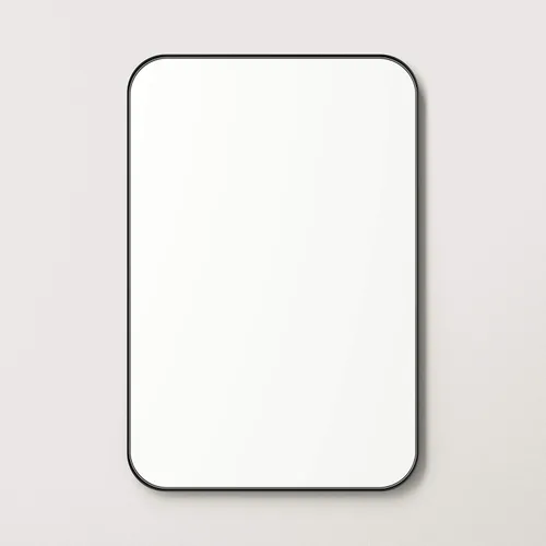 Vista 7 de Better Bevel - Espejo con marco de metal negro de 24 x 36 pulgadas, espejo rectangular de pared para baño, esquina redondeada