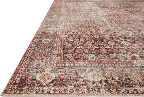 Vista 3 de Loloi - Tapete corredor pelo corto sala estar, suave, duradero, colección Layla, estampado envejecido retro, no desprende pelo, fácil limpiar, 13 in