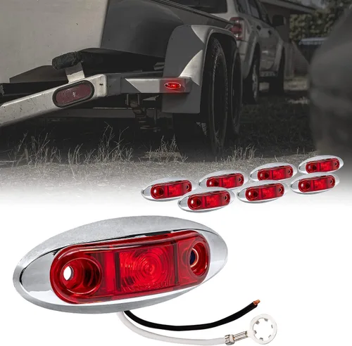 Vista 18 de TRUE MODS Luz de marcador LED de 2.5" ámbar para remolque con bisel cromado [DOT FMVSS 108] [SAE P2] [montaje superficial] [impermeable IP67] Luces