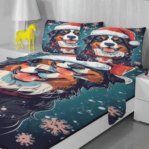 Vista 2 de Sábanas para perros tamaño individual – Sábanas y fundas de almohada de copo de nieve – 100% microfibra, estampado de alta cantidad de hilos, sábana