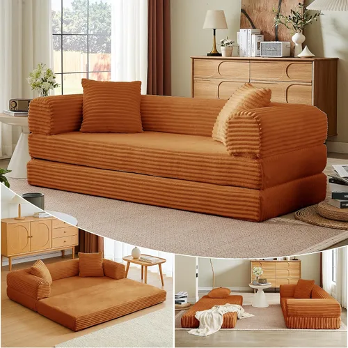 Vista 10 de Sofá cama plegable convertible 4 en 1, sofá cama plegable con marco de forma fija, sofá plegable de pana nube para sala de estar y dormitorio