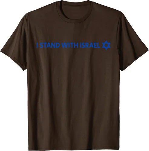 Vista 6 de I Stand With Israel Camiseta de la estrella judía de David de la bandera israelí, Blanco