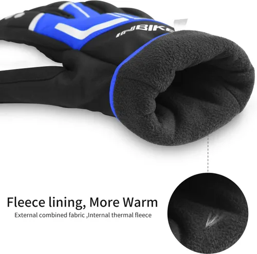 Vista 2 de INBIKE Guantes de ciclismo para hombres invierno a prueba de viento reflexivo almohadillas de gel térmico pantalla táctil
