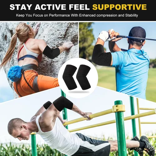 Vista 5 de Coderas de compresión, coderas para hombres y mujeres, soporte para codo de golfista de tenis, mangas de soporte de brazo para protección deportiva