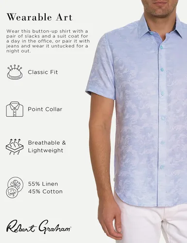 Vista 2 de Robert Graham Camisa tejida de manga corta Wave You para hombre