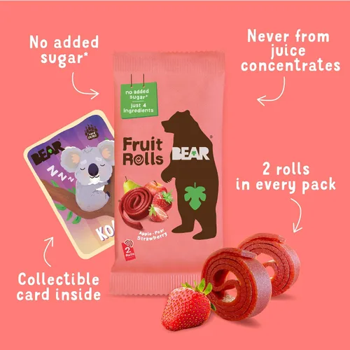Vista 8 de BEAR Rollos de fruta real, paquete variado, 16 unidades (2 rollos por paquete)
