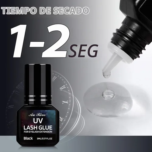 Vista 2 de Pegamento de pestañas UV de 0.2 fl oz, extensiones de pestañas para bricolaje, pegamento UV, impermeable, secado ligero, 1 segundo, secado rápido