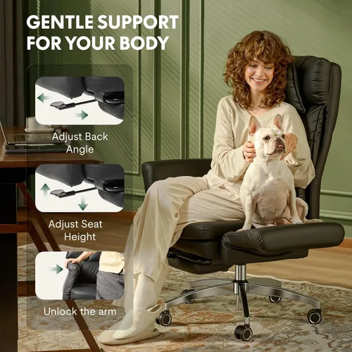 Vista 9 de FLEXISPOT Silla de oficina grande y alta de gran tamaño, reposabrazos abatibles de 180° para mascotas y leggings cruzados, silla de escritorio