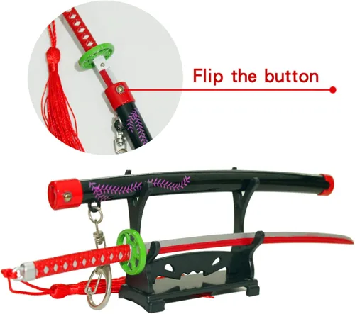 Vista 2 de caiydramy Llavero de anime Demon Slayer Sword Mini Katana Key