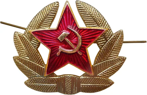 Vista 4 de Sombrero de invierno blanco con orejeras Ushanka ruso. con insignia de soldado soviético, Negro