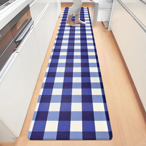 Vista 25 de Tapete Largo de Cocina y Alfombra Tapetes Antifatiga para Piso de Cocina Corredor 17.3''x71'' Negro Rojo Buffalo a Cuadros Corredor Alfombra