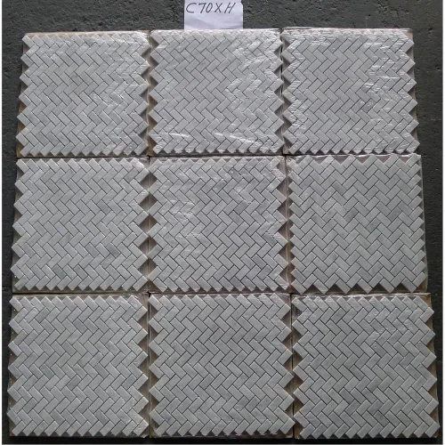 Vista 2 de Stone Center Online Carrara - Azulejo de mosaico de espiga de mármol blanco de 5/8 x 1-1/4 afilado para cocina, baño, pared y ducha (1 hoja)