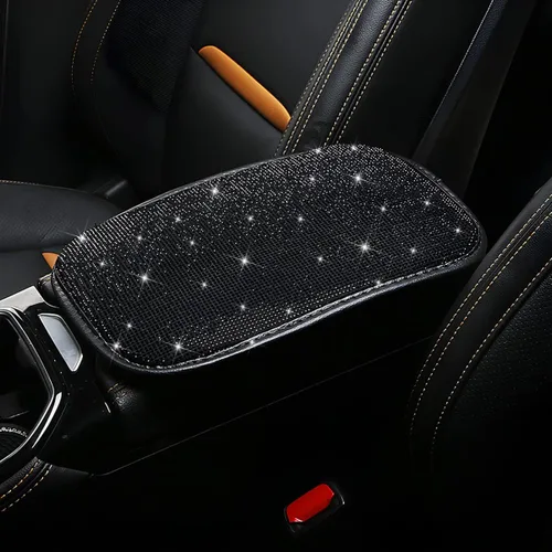 Vista 4 de Funda brillante para consola central de auto, almohadilla de reposabrazos de diamante de moda, cojín protector de brazo de cristal suave, accesorios