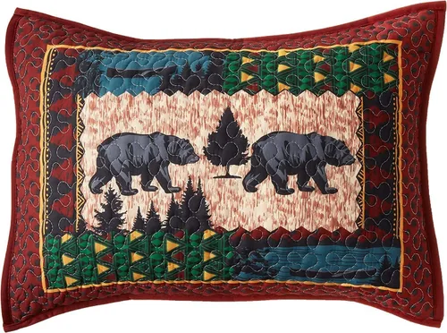 Vista 3 de Ebros Gift Rustic Forest Black Bear by Pine Trees Forest - Juego de ropa de cama acogedora tamaño Queen, manta acolchada de felpa de 90 x 90