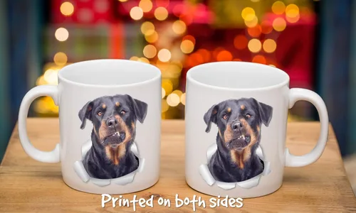 Vista 6 de Divertida taza de café Rottweiler – Taza de café de cerámica para perros – Regalo perfecto para los amantes de los perros – Bonita decoración