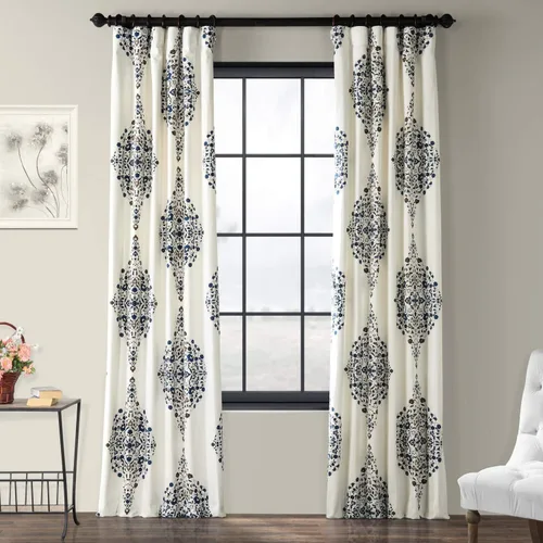 Vista 21 de HPD Half Price Drapes Cortinas florales de algodón de lujo con estampado de 84 pulgadas de largo (1 panel), modernas cortinas de oscurecimiento