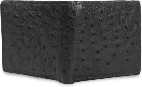 Vista 2 de Cartera plegable de piel auténtica de avestruz con 8 ranuras para tarjetas