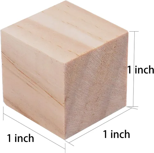 Vista 3 de Tosnail Paquete de 150 cubos de madera sin terminar de 1 pulgada, bloques de madera en blanco para hacer manualidades