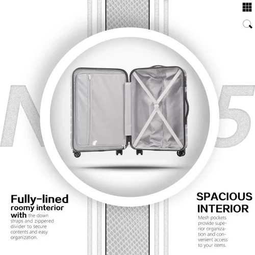 Vista 3 de COOLIFE - Juego de equipaje set de 3 valijas extensibles de PC ABS con candado TSA y ruedas giratorias Gris B07PY6P455
