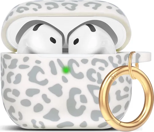 Vista 90 de Compatible con funda AirPods Pro 2019, Gawnock Funda de silicona suave y flexible para funda AirPods Pro para mujeres y niñas con llavero (Caqui)