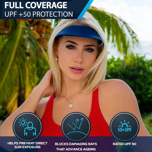 Vista 5 de No Headache Visera de sol para mujer, visera cuadrada, visera de golf, visera de tenis