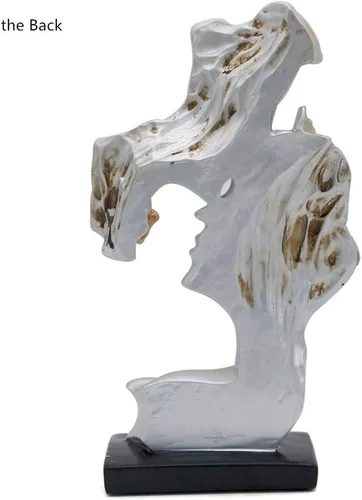 Vista 4 de Las estatuas de los amantes de los besos, regalo de boda adecuado, para armario de escritorio, decoración del hogar, altura 10.2 pulgadas (champán)