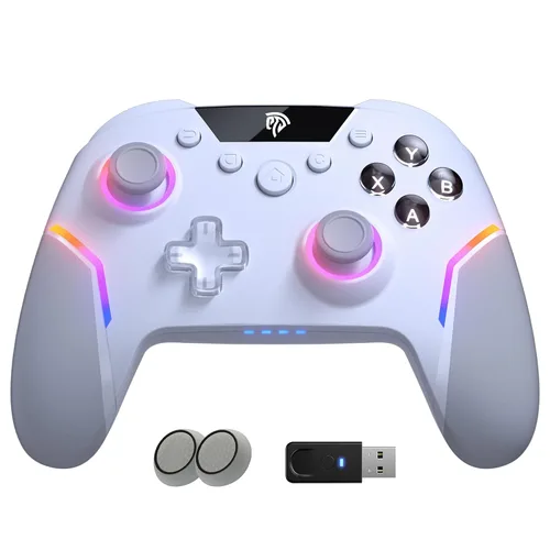 Vista 10 de EasySMX X20 Wireless Gaming Controller with RGB Backlit, 2-Stage Hall Effect Sticks, 1000Hz Polling Rate, 6-Axis Gyro on Multi-Platform, Mech