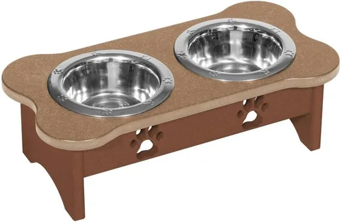 Vista 110 de Poly Lumber - Comedero doble de hueso mediano de 2 cuartos de galón, color negro