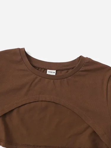 Vista 4 de Romwe Conjunto de 2 piezas para niña con estampado de camisola y camiseta corta