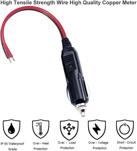 Vista 3 de SPARKING Enchufe Macho de Encendedor de Cigarrillos de Repuesto de 12V con Cable - Adaptador de Corriente para Automóvil de 24V Accesorios para Auto
