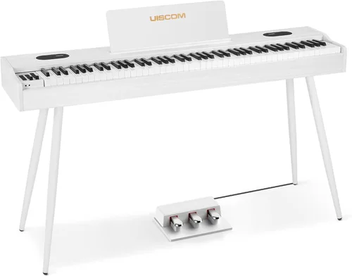 Vista 9 de UISCOM Digital Piano Keyboard,88 Key Weighted Keyboard Piano,Triple Pedal White