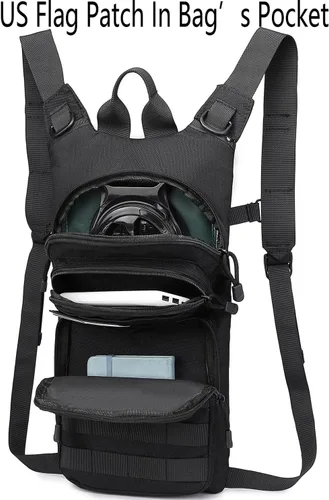 Vista 3 de Mochila de hidratación con aislamiento bolsa de agua con vejiga de 3 l de TPU, mochila táctica Molle de hidratación para senderismo, ciclismo, correr