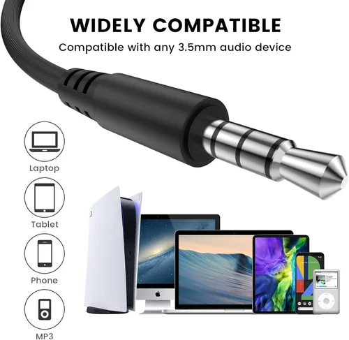 Vista 5 de MOSWAG - Audífonos con cable y con micrófono, auriculares intrauditivos de 3,5 mm con micrófono adecuados para teléfonos inteligentes, computadoras