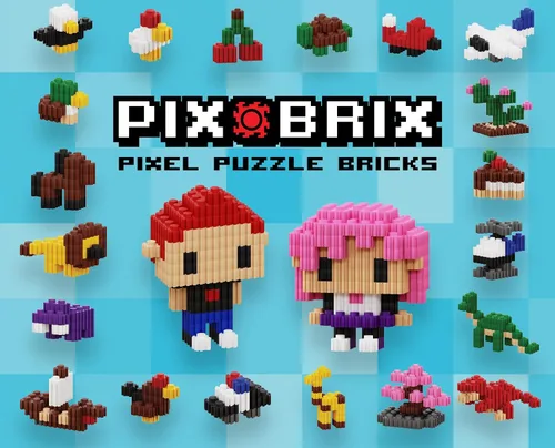 Vista 6 de Pix Brix Pixel Art Puzzle Bricks Bucket - Kit de arte de píxeles de 1500 piezas con 12 colores, paleta oscura, ladrillos de construcción