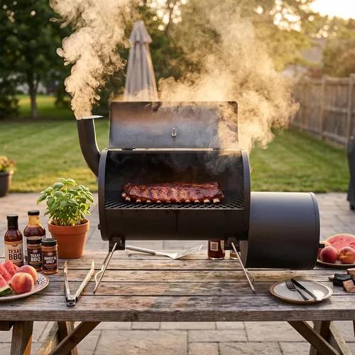 Vista 9 de ONLYFIRE GRILLS Parrilla de carbón y ahumador offset, parrilla de barbacoa
