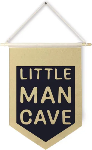 Vista 12 de Qpenm Cueva del Hombre Pequeño Bandera Colgante de Pared en Lienzo, Decoración para Habitación de Niños, Banderines Modernos en Blanco y Negro