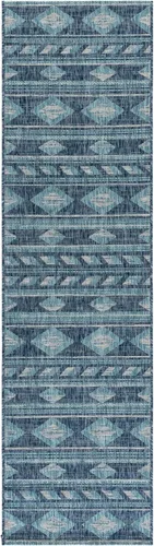 Vista 3 de SAFAVIEH Courtyard Collection CY8529 - Alfombra de pasillo de 2 pies 3 pulgadas x 6 pies 7 pulgadas, color azul marino y aguamarina CY8529