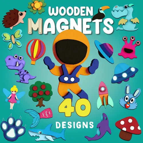 Vista 6 de Gamerside - Juego de 40 imanes de madera para manualidades, juego de pintura magnética mágica, kit de pintura de arte y manualidades de madera