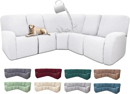 Vista 128 de Fundas de sofá reclinable seccional 100% impermeables para sofá reclinable en forma de L, funda de sofá modular de esquina en forma de L, fundas