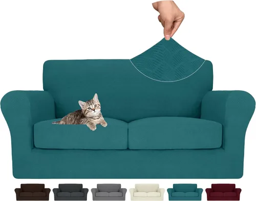 Vista 47 de MAXIJIN 2 piezas de fundas para silla con brazos, funda para silla de sofá para sala de estar, funda elástica para perros para una silla con 1 cojín