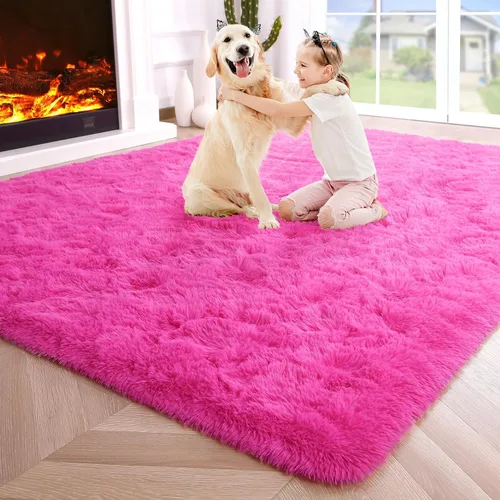 Vista 123 de Noahas Alfombras de Área Grandes y Esponjosas de 5x8 pies para Sala de Estar y Dormitorio, Alfombra Gruesa de Pelo Largo Beige y Blanca, Alfombra