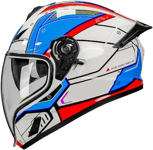 Vista 18 de Cascos de cara completa para hombre, color negro, para motocicleta, Street Bike Racing ATV con visera única, casco ligero retro de motocicleta